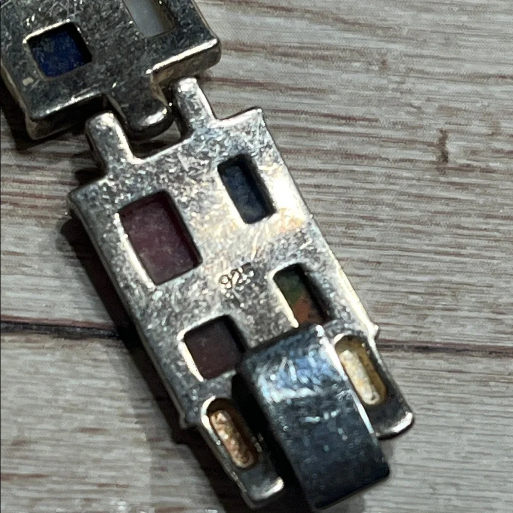 Aria Quartz 925 Silver Multicolor Square Dial Watch